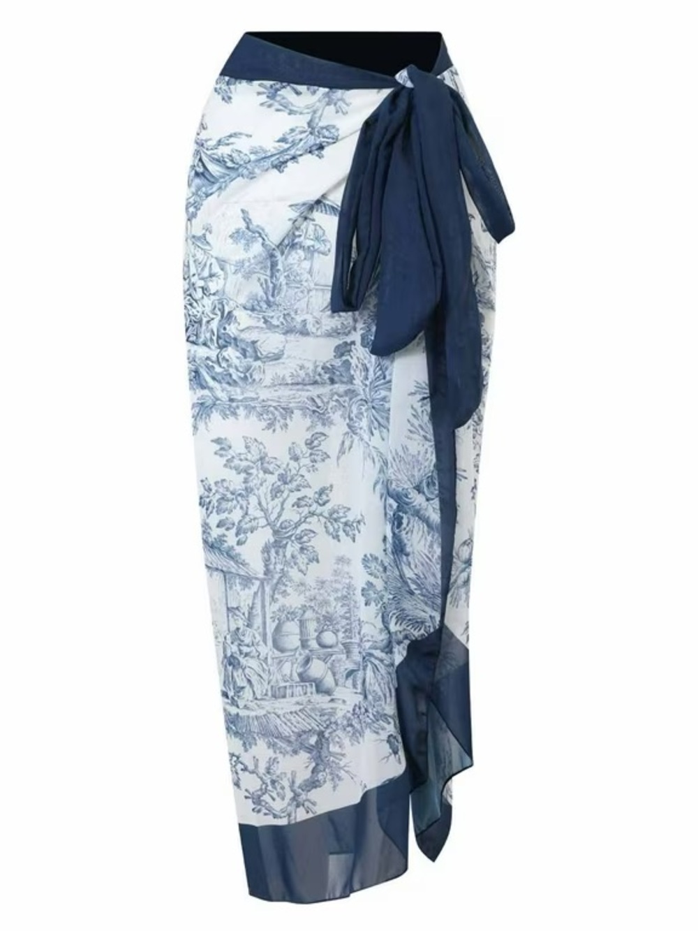 Boho Floral Sarong Cover-Up - Navy - One Size